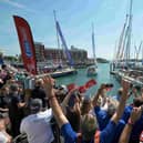 Crowds gathered on the dock in Portsmouth to welcome the Clipper Race back