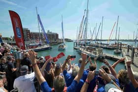 Crowds gathered on the dock in Portsmouth to welcome the Clipper Race back