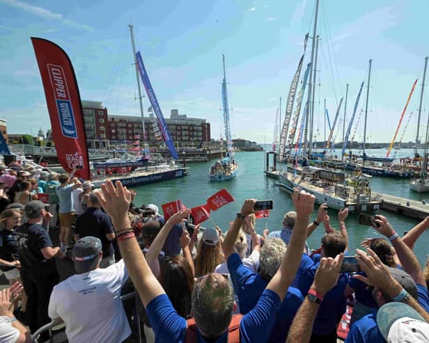 Crowds gathered on the dock in Portsmouth to welcome the Clipper Race back