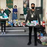 Prad Bains with other volunteers at Waterlooville Food Bank.