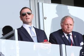 Peterborough owner Darragh MacAnthony, left, with Barry Fry