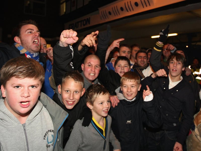 Pompey fans protest outside Fratton Park after an FA Cup tie against Coventry in January 2010. Photo by Bryn Lennon/Getty Images