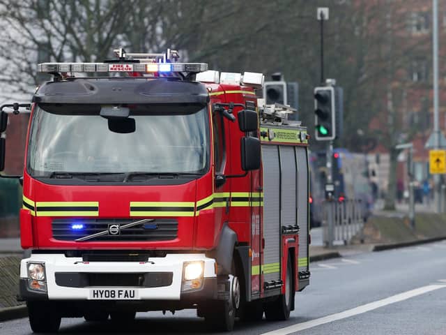 Hampshire Fire and Rescue fire engine, Winston Churchill Avenue, Portsmouth.             Picture: Chris Moorhouse           (240119-9)