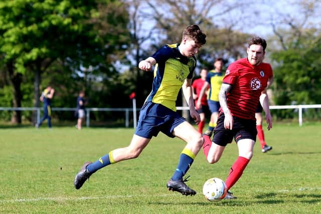 Moneyfilelds' Chad Cornwell scored the second goal at Millbrook last night in the Hampshire Senior Cup. Picture by Tom Phillips