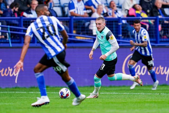 Ronan Curtis has made way for Reeco Hackett for Pompey against Lincoln this afternoon. Picture: Malcolm Bryce/ProSportsImages