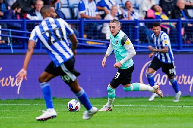 Ronan Curtis has made way for Reeco Hackett for Pompey against Lincoln this afternoon. Picture: Malcolm Bryce/ProSportsImages