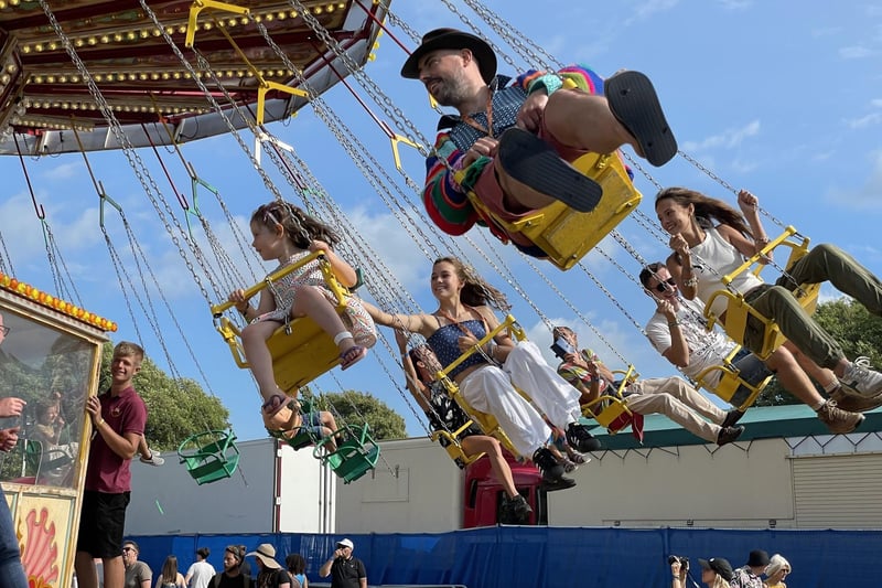 People enjoy a fairground ride at the Victorious Festival in Southsea, Hampshire. Picture date: Friday August 25, 2023. Pic: Ben Mitchell/PA Wire