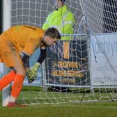 The Alresford keeper is beaten again as Horndean rattle up a club record 10-0 Wessex League win. Pictures by Martyn White