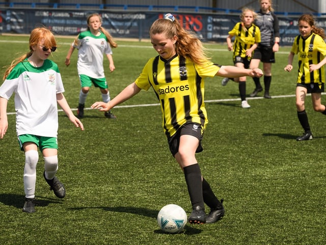 Girls' football action from the Havant & Waterlooville Summer Tournament. Picture: Keith Woodland (030621-188)