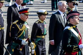 The Queen's coffin is being followed by the Queen's children King Charles III, Princess Anne, The Princess Royal, Prince Andrew, Duke of York and Earl of Inverness, Prince Edward Earl of Wessex and Forfar. Picture: Lisa Ferguson.