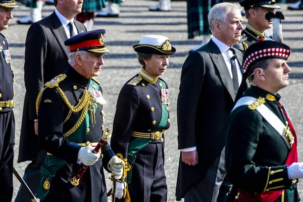 The Queen's coffin is being followed by the Queen's children King Charles III, Princess Anne, The Princess Royal, Prince Andrew, Duke of York and Earl of Inverness, Prince Edward Earl of Wessex and Forfar. Picture: Lisa Ferguson.