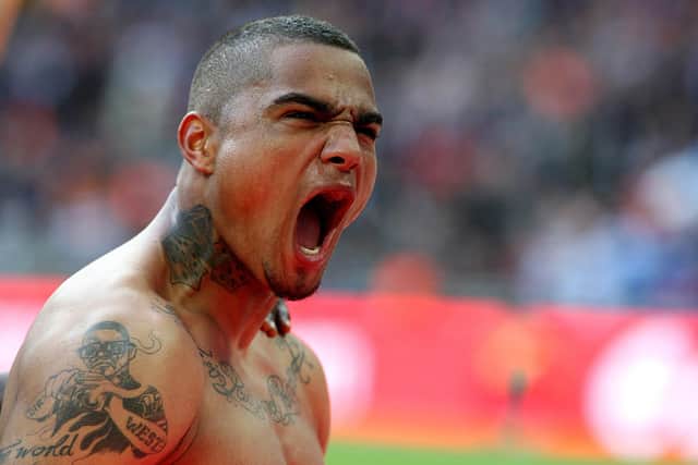 Kevin-Prince Boateng scored Pompey's second goal in the 2-0 FA Cup semi-final victory over Spurs. Picture: Nick Potts/PA Wire.