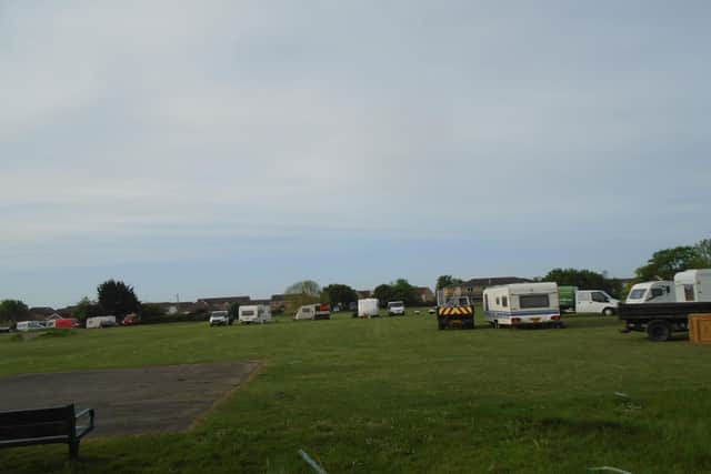 Richard Coates captured the extent of the damage caused to tree saplings, planted for the Queen's platinum jubilee, at Mengham Park, Hayling Island. They were 'trampled' and mown over by travellers. Picture: Richard Coates.