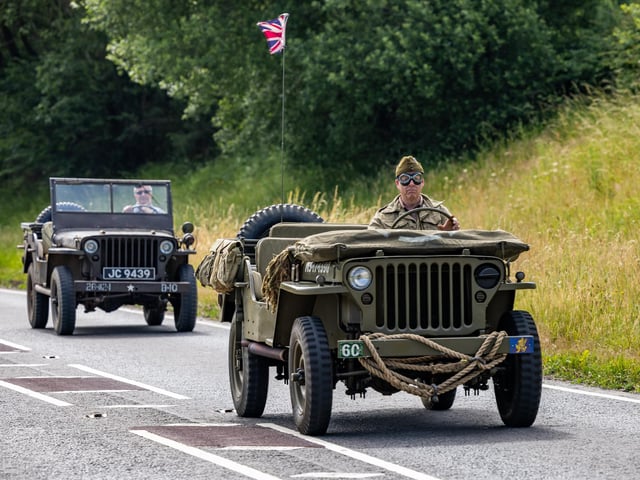 The convoy of military vehicles heading towards Wickham. Picture: Mike Cooter (240623)