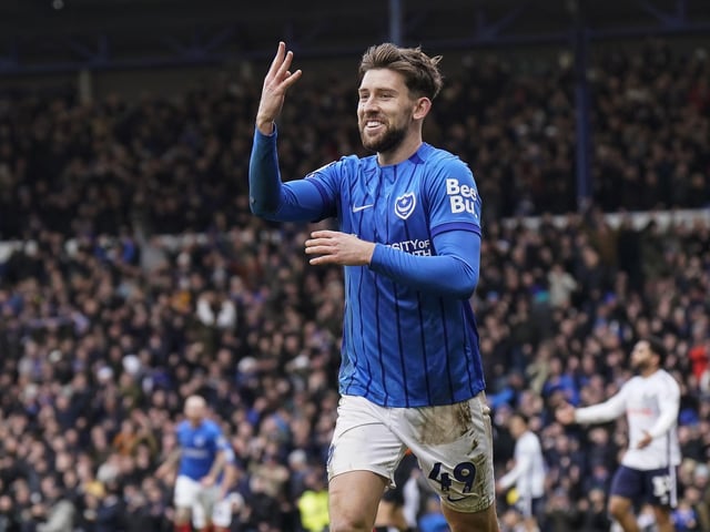Callum Lang celebrates his fourth goal in Pompey's 4-1 success over Coventry in December 2024. Picture: Jason Brown/ProSportsImages