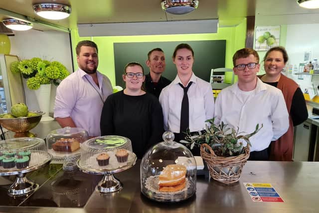 Charity Minstead Trust has taken on the running of the Portsmouth Central Library café. Pictured: Chris Hillman, Training and Development Manager,
Aimee Harvey, Café Supervisor, Chris Harvey, Senior Team Trainee, Charlotte Chivvers, Junior Manager, Matthew Rimmer, Graduate Apprentice and Sophie Emright, Café Manager.