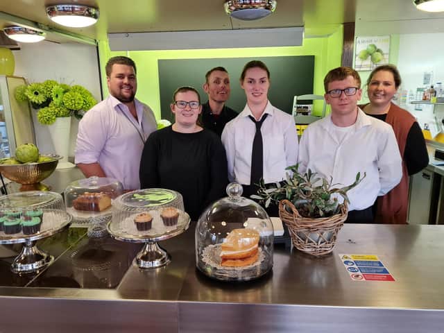 Charity Minstead Trust has taken on the running of the Portsmouth Central Library café. Pictured: Chris Hillman, Training and Development Manager,
Aimee Harvey, Café Supervisor, Chris Harvey, Senior Team Trainee, Charlotte Chivvers, Junior Manager, Matthew Rimmer, Graduate Apprentice and Sophie Emright, Café Manager.
