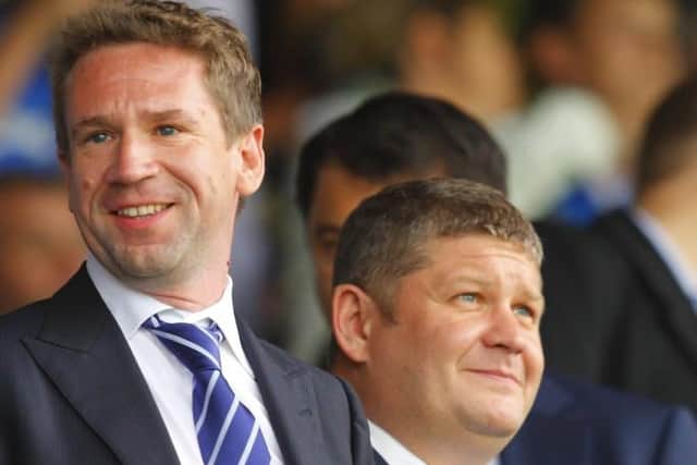 Vladimir Antonov (left) and Roman Dubov took over Pompey in June 2011. Antonov is currently in prison for bank fraud. Picture: Chris Ison