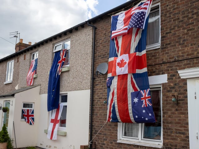 Flags on show on Edgeware Road. Photos by Alex Shute