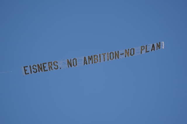 The plan passed over Fratton Park during the first half of today's game against Exeter.