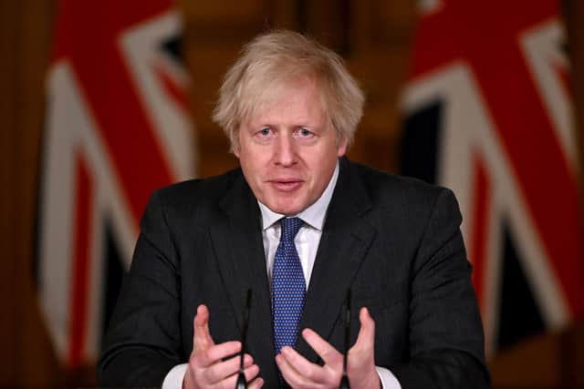 Prime Minister Boris Johnson during a media briefing in Downing Street, London, on coronavirus (COVID-19). Picture date: Friday January 22, 2021. Leon Neal/PA Wire