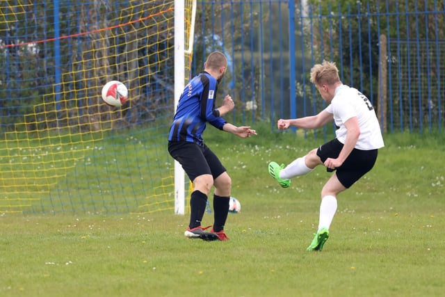 Pompey Chimes find the back of the net during their 6-1 victory over Horndean Hawks. Picture: Kevin Shipp