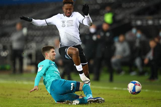 Jamal Lowe has scored nine times for promotion-chasing Swansea as they seek a Premier League return. Picture: Michael Steele/Getty Images
