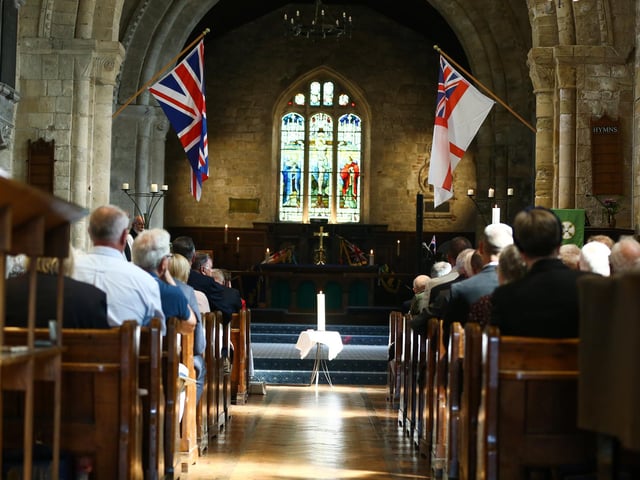 The poignant service marked the moment that the Second World War ended.