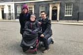 Aimee White, Emily White and Dan White outside 10 Downing Street on Wednesday, January 23. Picture: Byron Melton