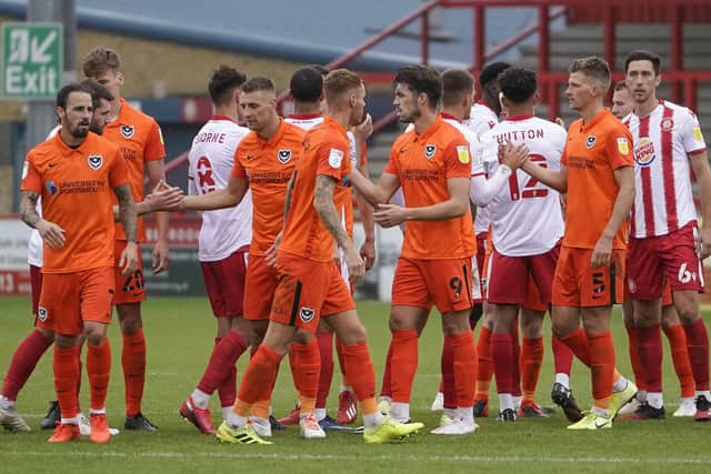 The Pompey players will have been relieved at the final whistle.  Picture: Jason Brown