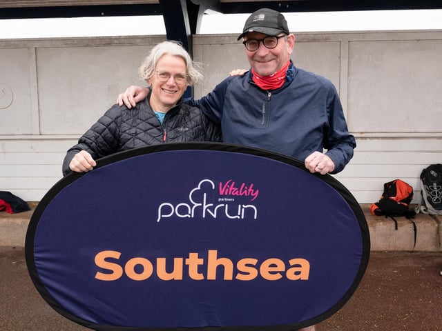 Bridget and John Slater from Cranleigh visiting the Southsea parkrun. Picture: Keith Woodland (010421-6)
