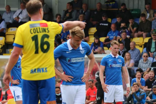 Jake Hesketh lined up for Pompey in the first half of Saturday's friendly victory at the Hawks. Picture: Paul Collins