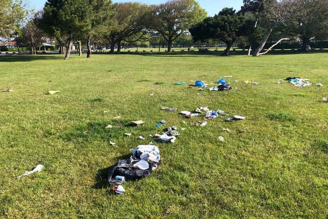 While most of Southsea Common was left in a good condition, piles of rubbish were left strewn across a few popular parts of the open space. Picture: Richard Lemmer
