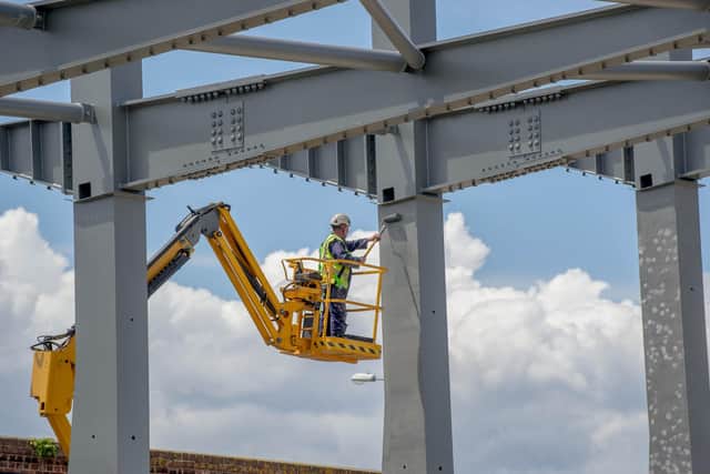 Building frame under development which will hold a Landing Craft Tank, LCT 7074 when it is restored outside D-Day Story, Southsea. Pictured on 17 June 2020.

Picture: Habibur Rahman