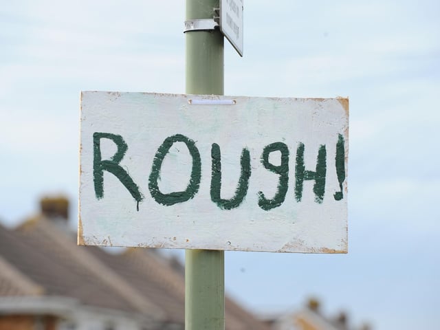 There have been signs referring to golf popping up down Portsview Avenue in Portchester, after residents have become angry with the amount of potholes in the road.Picture: Sarah Standing (080424-7109)