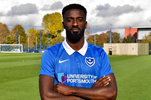 New Pompey recruit Jordy Hiwula is on the bench at Sunderland today. Picture: Portsmouth FC