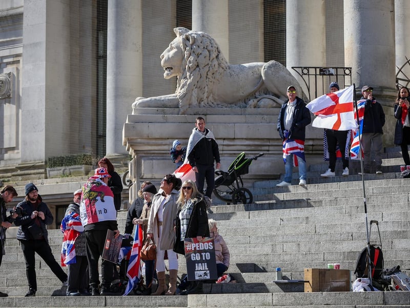A Unity Rally, arranged by Stand Up To Racism Portsmouth, and a mass-deportation demonstration, arranged by UKIP, took place in Portsmouth's Guildhall on Saturday, March 15. Picture: Chris Moorhouse (150325-047)