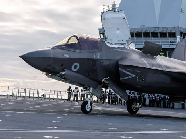 The final four F-35B Lightning Jets from 617 Squadron departed HMS Queen Elizabeth to return back home to RAF Marham after completing their Autumn deployment on Operation Achillean.

Photographer: AS1 Natalie Adams