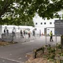 The Covid testing station at the University of Portsmouth 
Picture: Duncan Shepherd