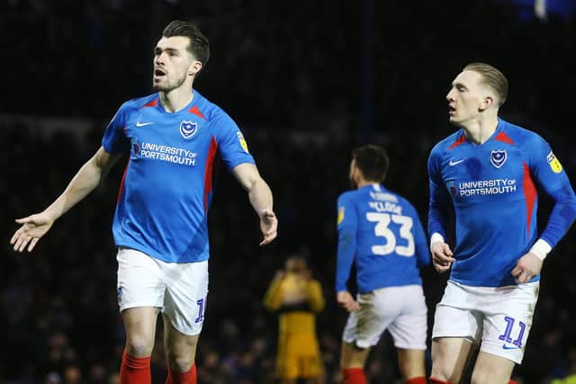 John Marquis, left and Ronan Curtis have been key players for Pompey this season. Picture: Joe Pepler