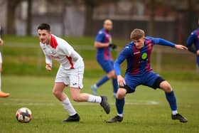 Tommy Tierney, left, hit a hat-trick as Horndean caned Hamble Club 6-0.

Picture: Keith Woodland