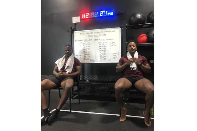 Personal trainers Sol Asajile and Moshood Awosile took on 1,000 squats each to raise funds for the NHS and smashed their target. Picture by: Bradley Salmon