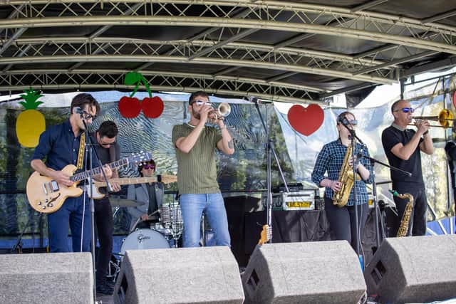 Legendary promoters Beats & Swing presented The Last Dance on Southse Castle Field for the final Live at the Bandstand show in 2022. Pictured - Band Off Being Offensive. Photos by Alex Shute