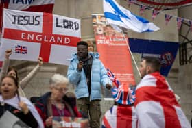 Patriots in Portsmouth and Stand Up To Racism Portsmouth campaigners held opposing rallies in Guildhall Square on Saturday morning.  Pictured - Pro and anti immigration protesters gathered in Guildhall Square on Saturday, November 2 Photos by Alex Shute