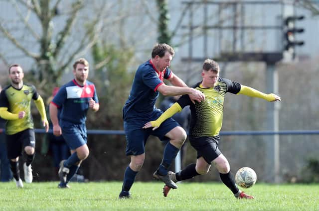 Infinity (yellow/black) have withdrawn from the Wessex League with 15 games of their debut season at step 6 level remaining. Picture: Chris Moorhouse