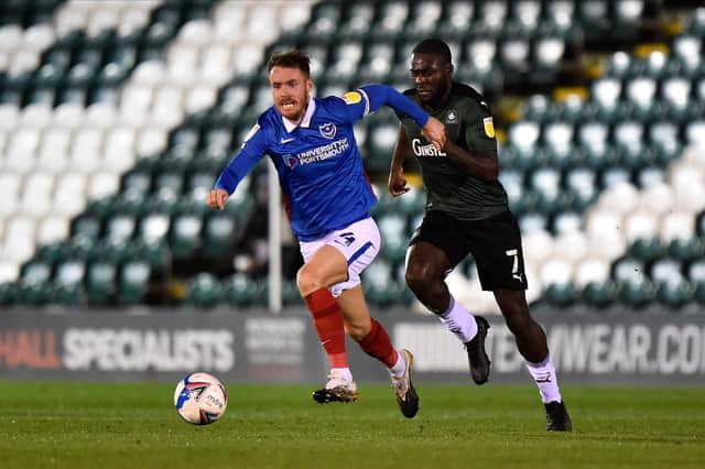 Tom Naylor was the choice of Gaffer for a Day, Harry Haskett, as Pompey's man of the match at Plymouth on Monday night. Picture: Graham Hunt/ProSportsImages