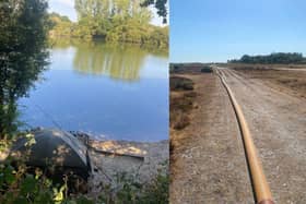 Giant water pipe from Hightown Lake pumping water to A31 heathland fire