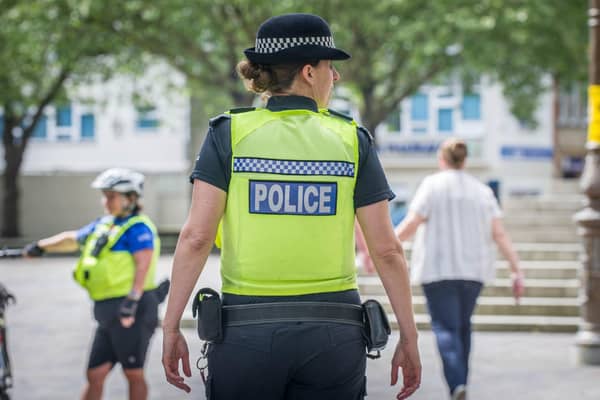 A library photo of a police officer in Guildhall Square, Portsmouth. Habibur Rahman
