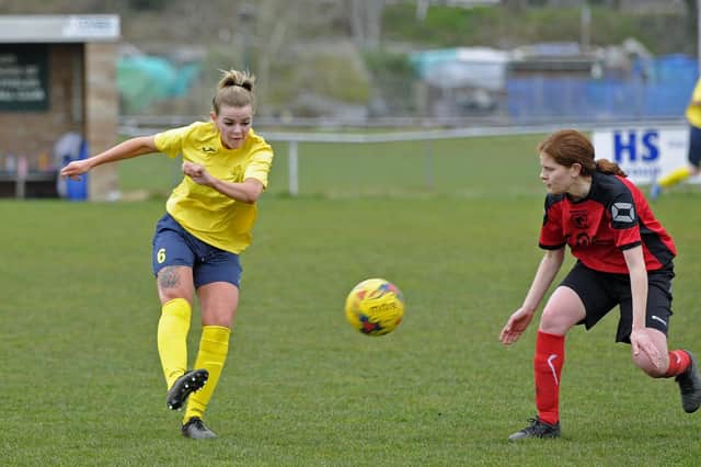 Moneyfields' Olivia Pinhorne, left, in action against Newbury. Picture Ian Hargreaves