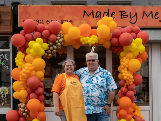 'Made By Me' Manger Tina Lucey (57) with husband Pete Lucey (55). Picture: Mike Cooter (220723)
